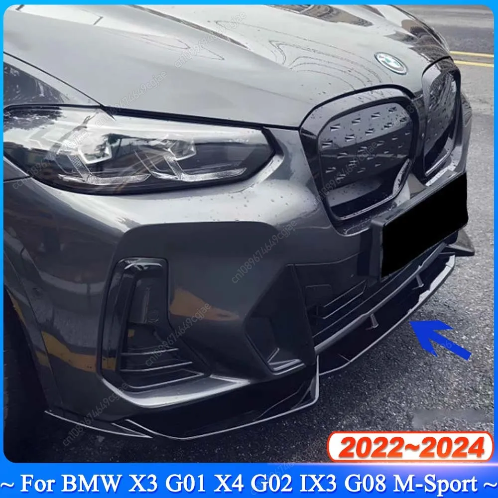 

For BMW X3 G01 X4 G02 IX3 G08 20d 30i 30d M40i M40d M-Sport 2022-2024 Black Front Bumper Splitter Lip Spoiler Diffuser Body Kits