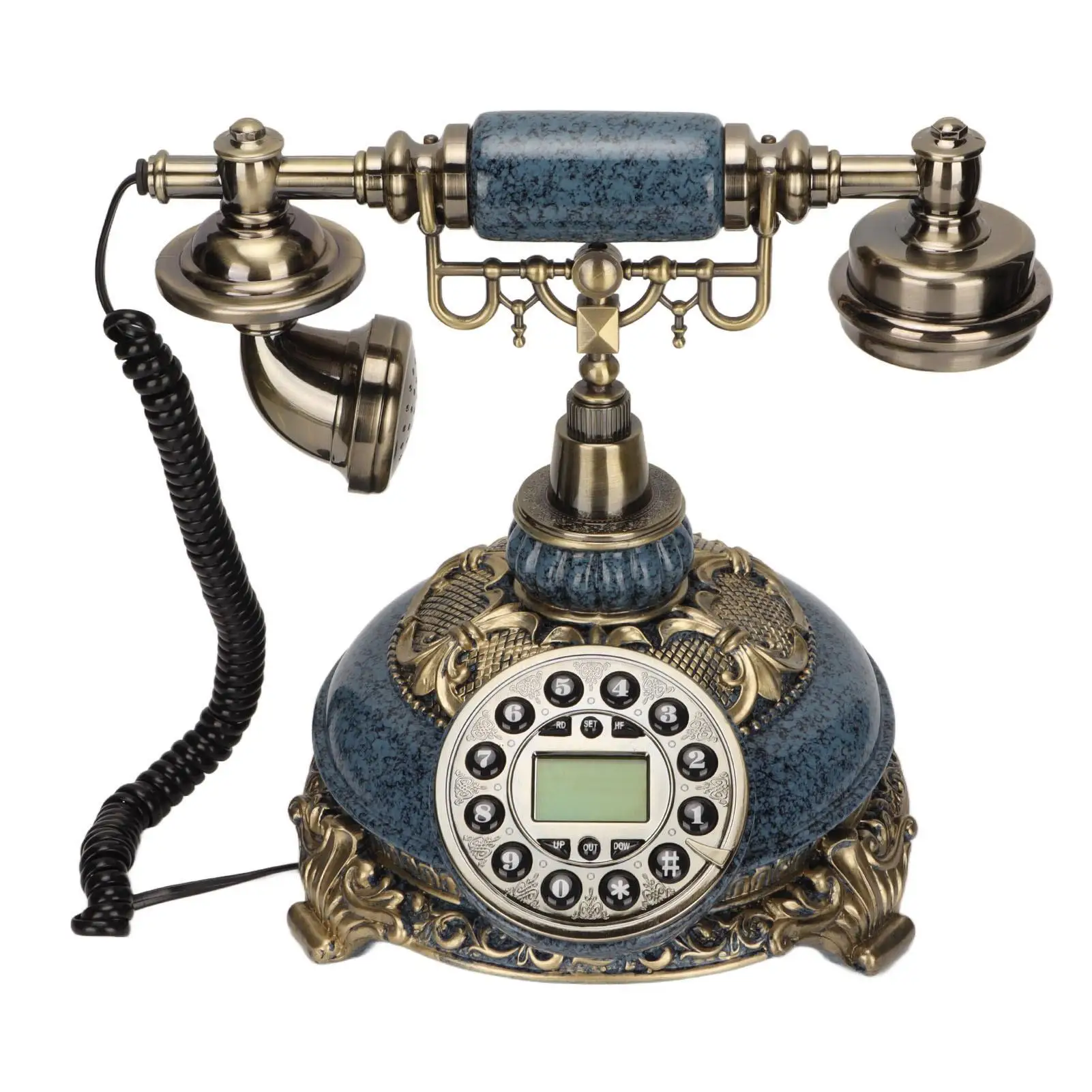 European Style Vintage Retro Desktop Wired Landline Telephone with Caller ID Display - for office Home Decor