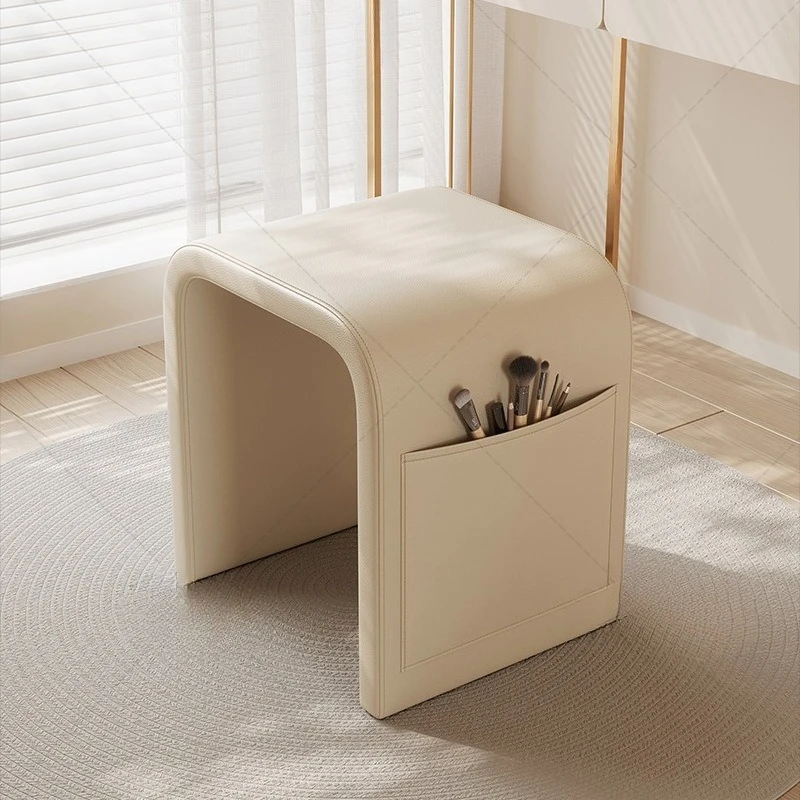 

Кожаный туалетный столик в скандинавском стиле, туалетный столик для спальни, сиденье для женщин, кремовый табурет для вставки, современная мебель для гостиной