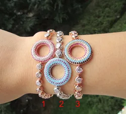2022 promotion becautiful micro pave circle cz tennis girl adjust bracelet bangle on sale