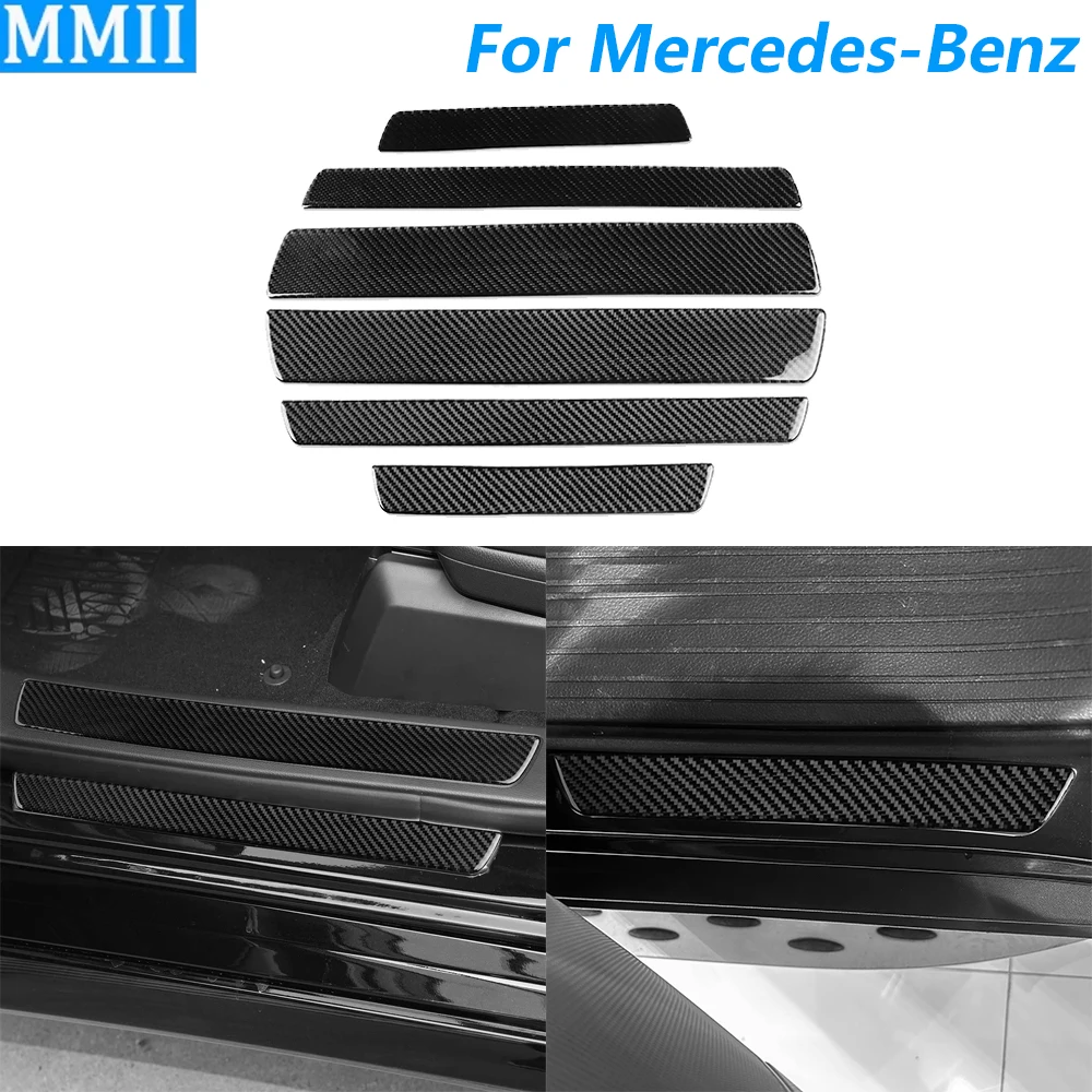 

Для Mercedes-Benz GLE GLS W166 2016-2019 углеродное волокно, внутренняя крышка порога двери, автомобильные аксессуары, декоративная наклейка