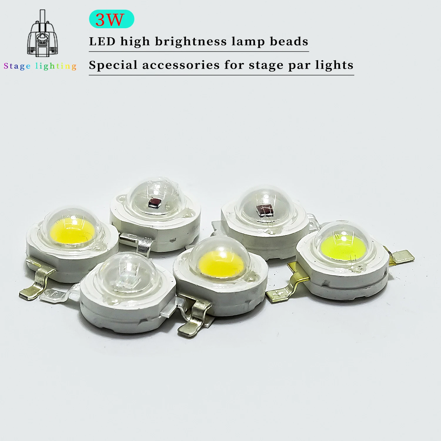 3W LED Monochromatic Lamp Beads Red Green Blue White Warm White Stage Light Accessories