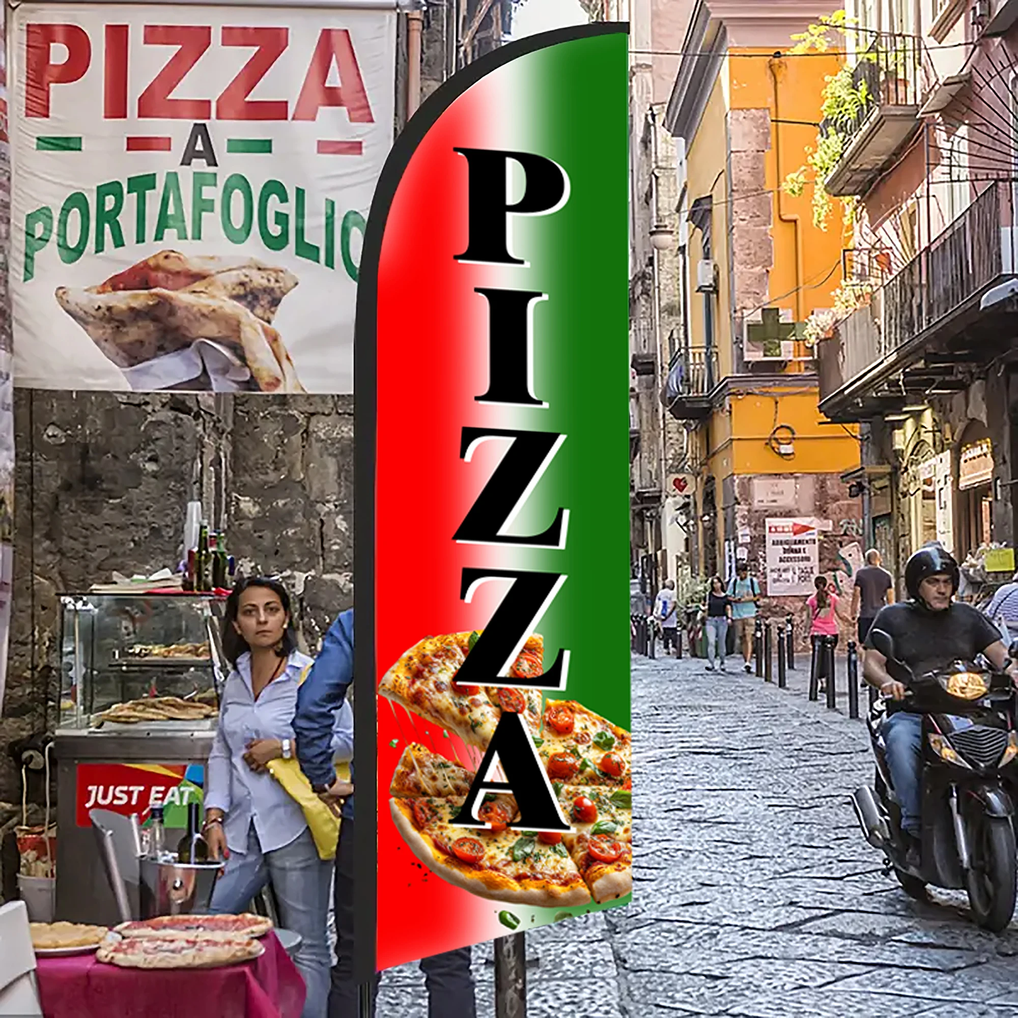 Hot Pizza Shop Feather Flag for Restaurant Outdoor Advertising Store Swooper Banner Entryway Not Include Stand view 3