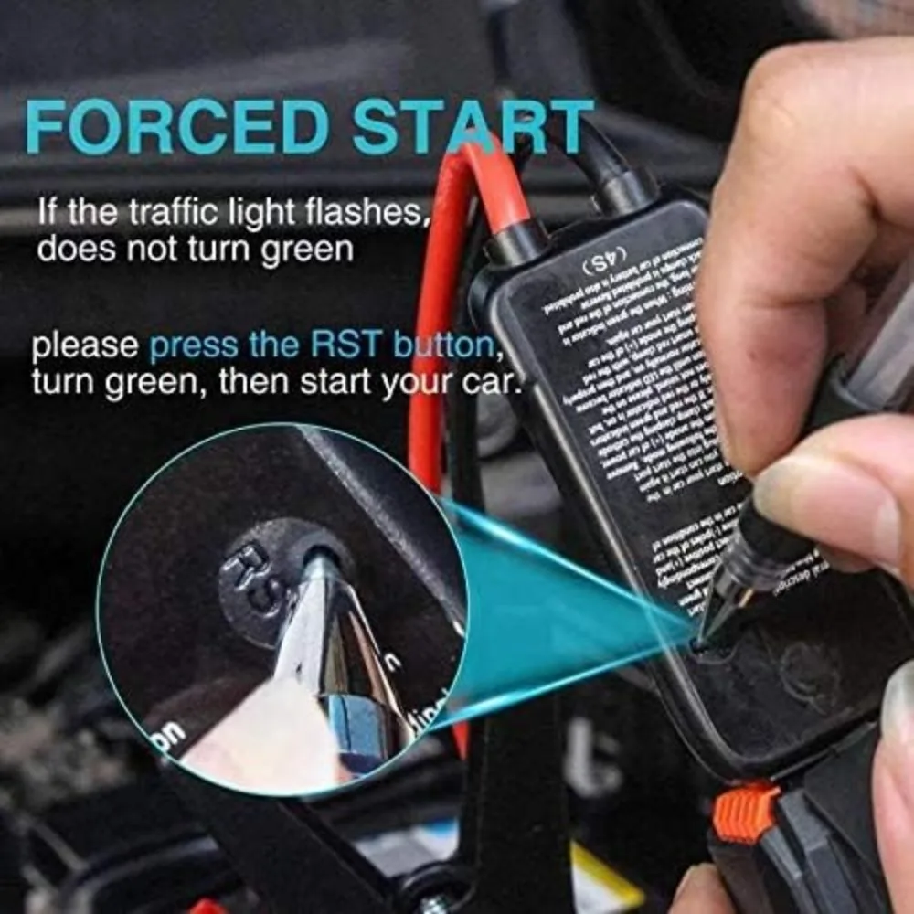 حزمة A11 Jump Starter مع ضاغط هواء، صندوق قفز 2000 أمبير/12 فولت مع مضخة هواء، شاحن بطارية السيارة للغاز حتى 10.0 لتر و8.0 لتر Di