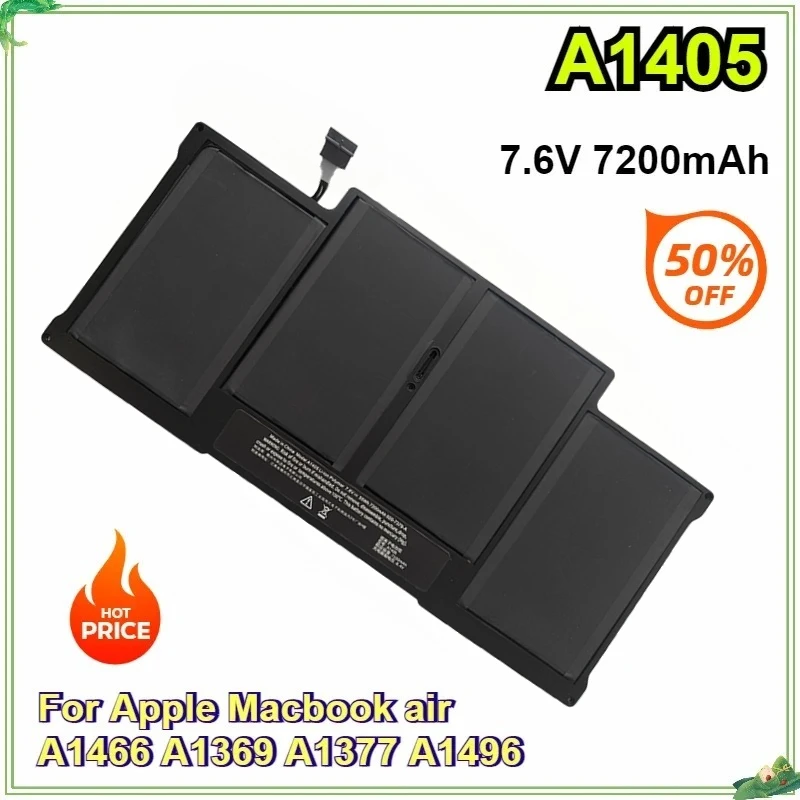 

A1405 7200mAh New Laptop Battery for APPLE MACBOOK AIR 13.3 A1466 A1369 MD760LL/A MD761CH MD761CH 2012-2017 Year A1496 A1377