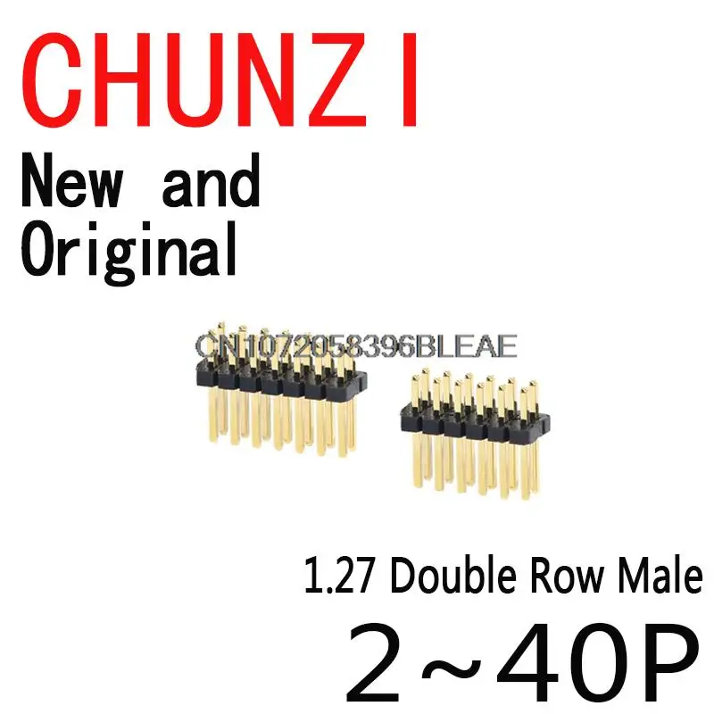 1.27MM 1.27 Double Row Male 2~40P Breakaway PCB Board Pin Header Connector Strip Pinheader 2*3/4/5/6/7/8/10/12/15/20/40p 3-50P