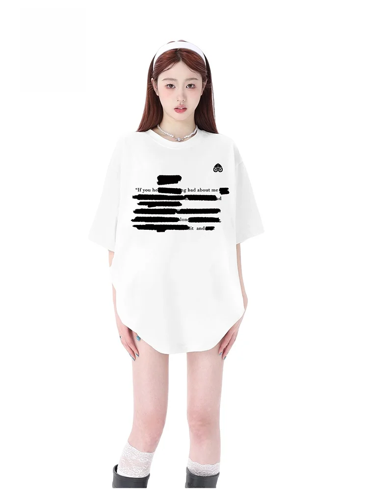 

Свободная футболка с принтом Moose Kingip Scissors ort Sve Casual Sle Summer Faion High Street Свободный топ