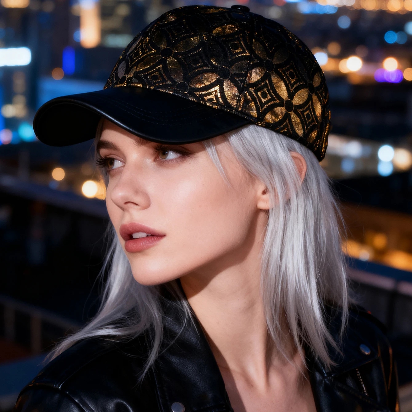 Diese trendige Baseballkappe im Bohemian-Stil mit vergoldeter Blumenrand ist für tägliche Freizeit, Shopping und Outdoor-Sportarten verstellbar