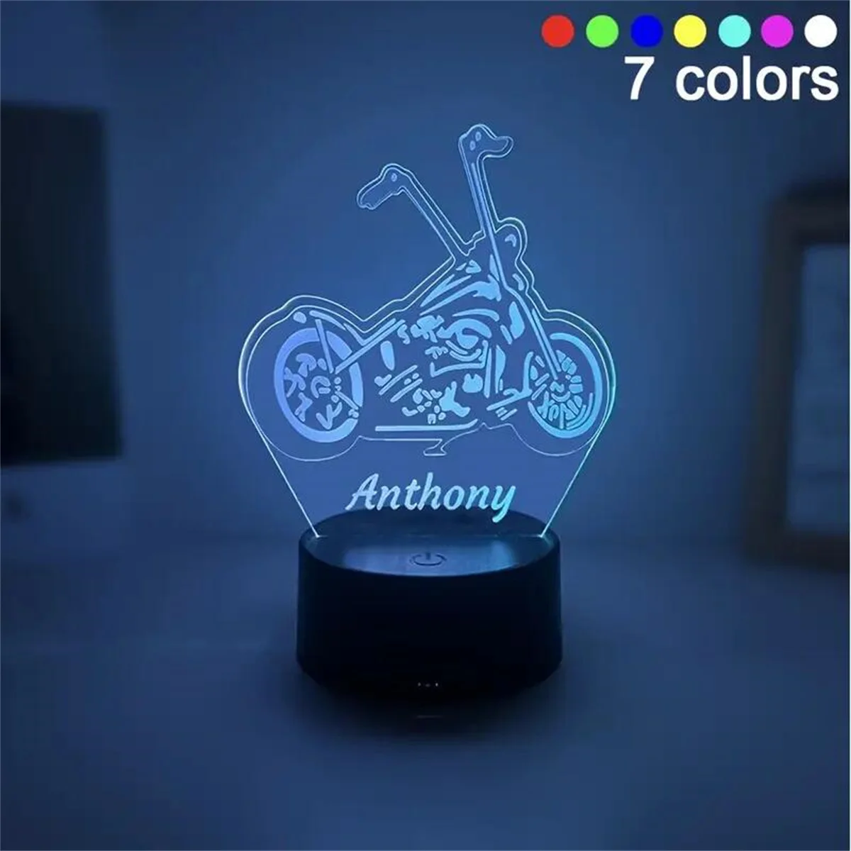 1pc Motorcycle 3D Night Light, 3D Optical Illusion Lamp With Touch, 7-Color Changing Ambient Light For Bedroom