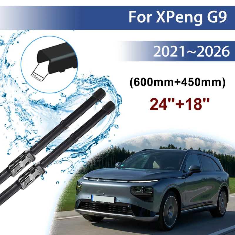 

Автомобильные дворники для XPeng G9 2021 ~ 2026 2023 2024 2025 резиновая полоса щетки стеклоочистителя переднего стекла щетки автоинструменты аксессуары 24 "+ 18"