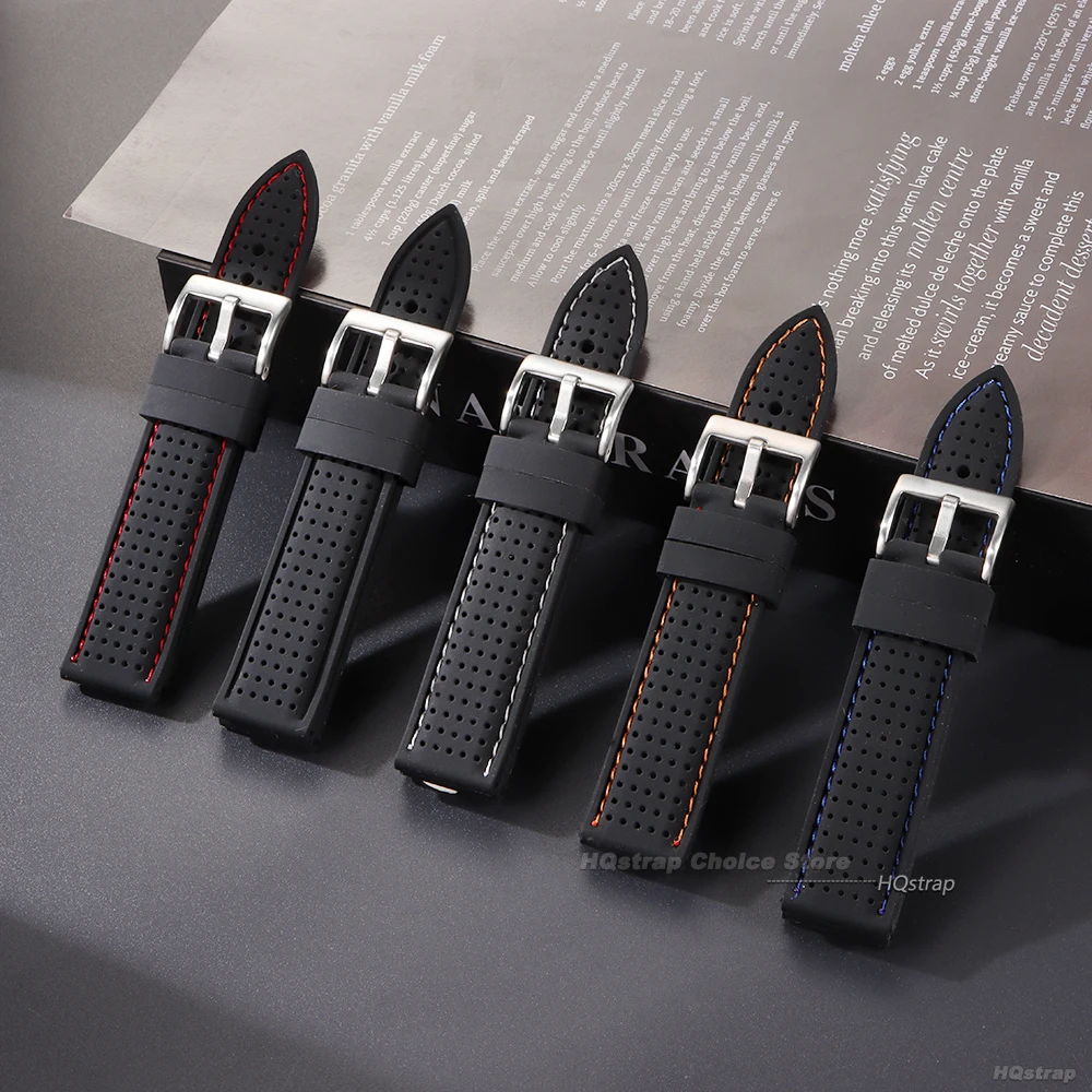 لينة حزام ساعة مطاطي الرجال النساء الرياضة مقاوم للماء تنفس المعصم الفرقة لينة سيليكون سوار 20 مللي متر 22 مللي متر 24 مللي متر العصابات العالمية