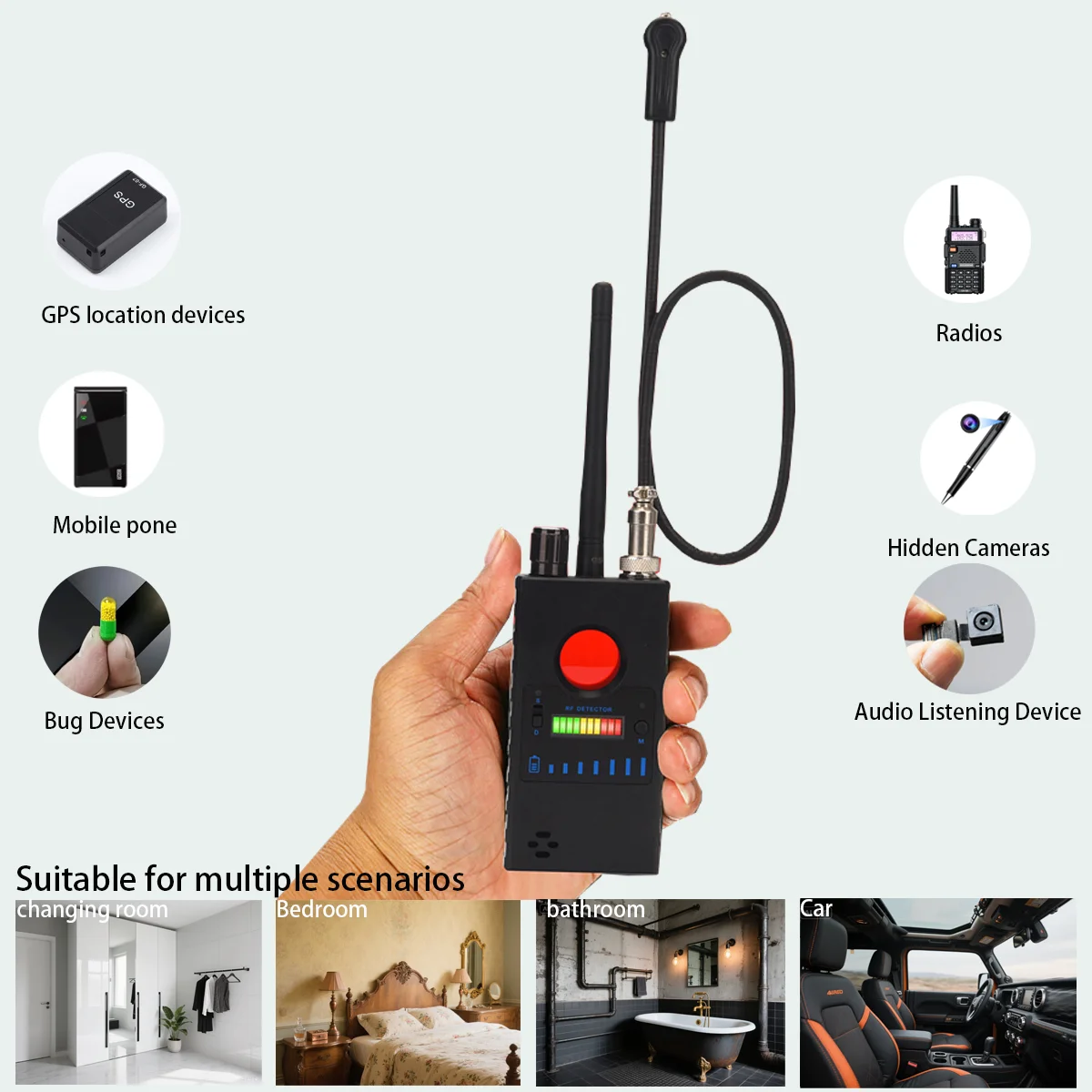 

Умный детектор ошибок: радиочастотный сканер 8 ГГц с оповещением о вибрации, найти камеры 5,8 ГГц, трекеры CDMA, ошибки 2G/3G/4G для домашней/офисной безопасности