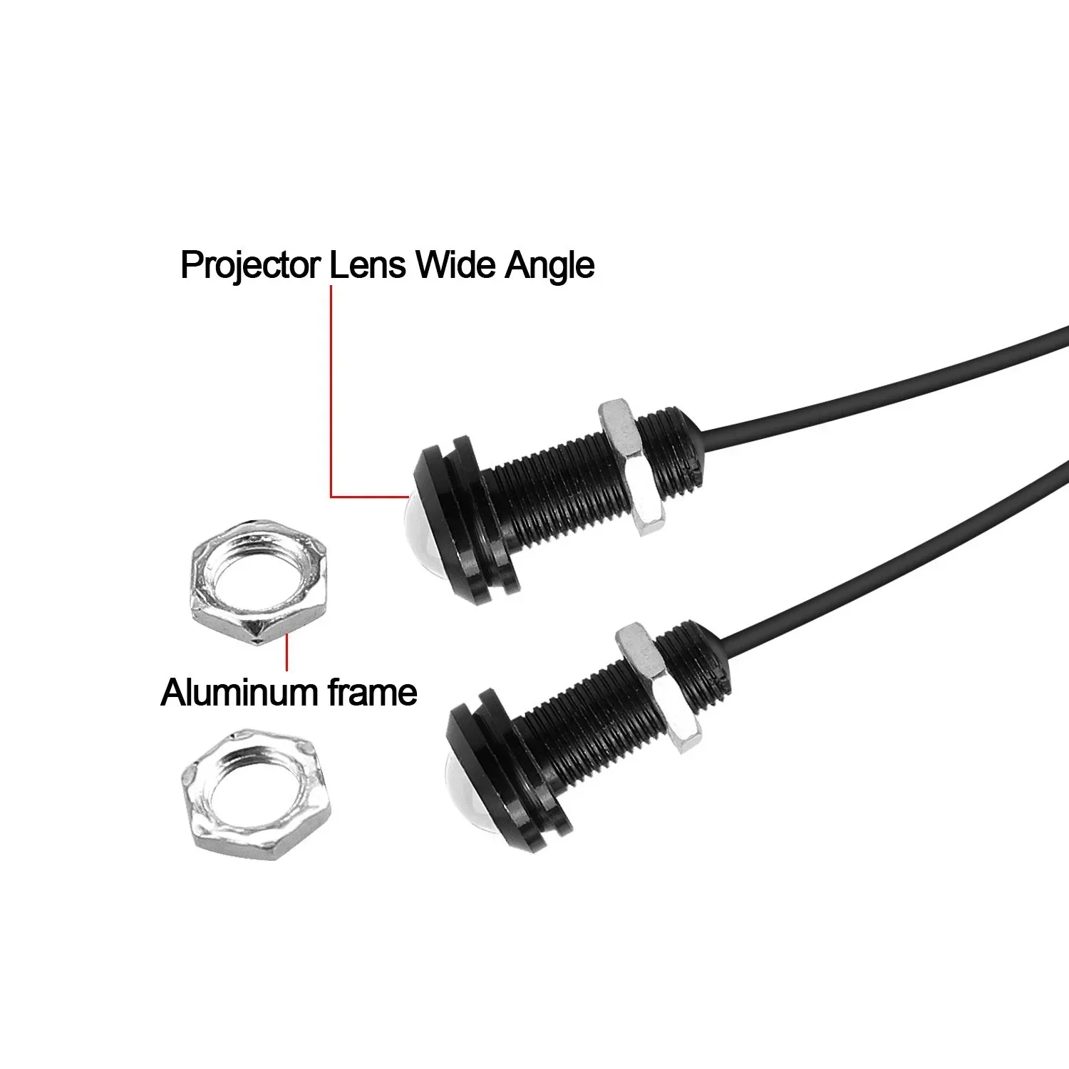 10 Uds 0,7 pulgadas/18mm Mini coche ojo de águila DRL luces de circulación diurna LED 12V señal de estacionamiento de marcha atrás lámparas de