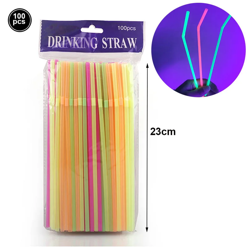 Forniture per feste al neon Tenda da pioggia fluorescente Palloncino digitale Banner Cannucce Decorazioni per feste con luce UV Sfondo decorativo per adulti