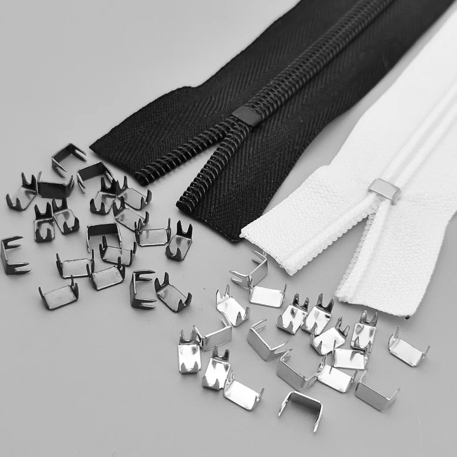 200pcs #3 #5 #8 Silvery Zipper Accessories Repair Kit Upper And Lower Stops Silvery Four-legged Anti-fall Buckle Clothing Jacket
