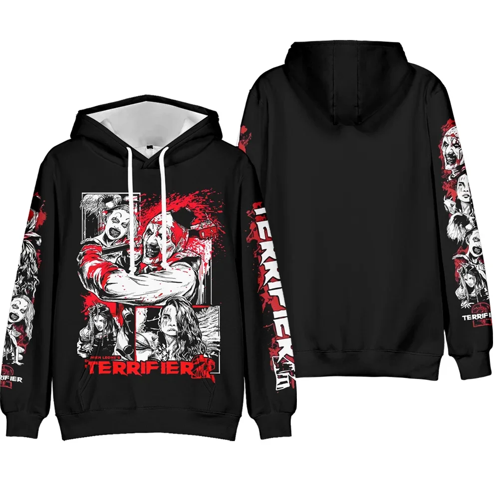 Terrifier 3 Horror Movie Hoodies Halloween Merch Print Sweatshirts Cosplay Unisex Fashion Funny Casual Streetwear men clothing