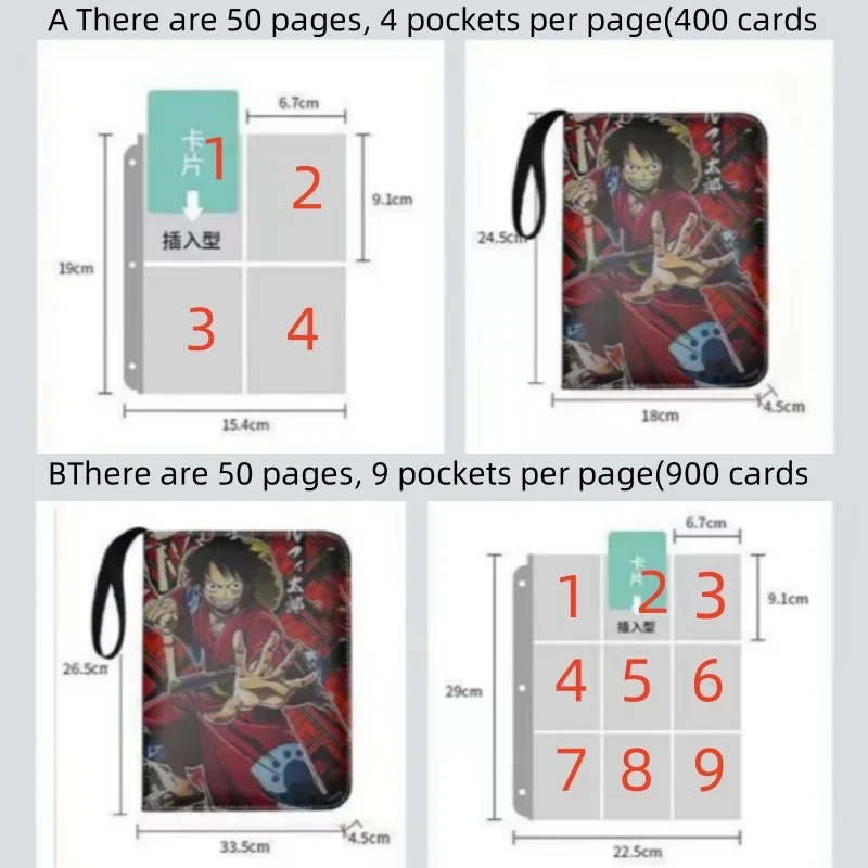 Buku Kecil Hanya Kartu Pertempuran Anime One Piece Kartun Tempat Kartu Pengikat Ritsleting Kapasitas Besar Hadiah Mainan Koleksi Buku Kartu DIY