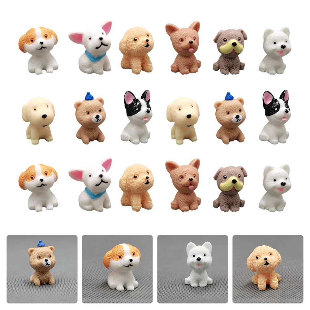 

18 Pcs Artificial Dog Puppy Figurine Gift Party Favors Decorate Mini Exquisite Figurines Resin Children