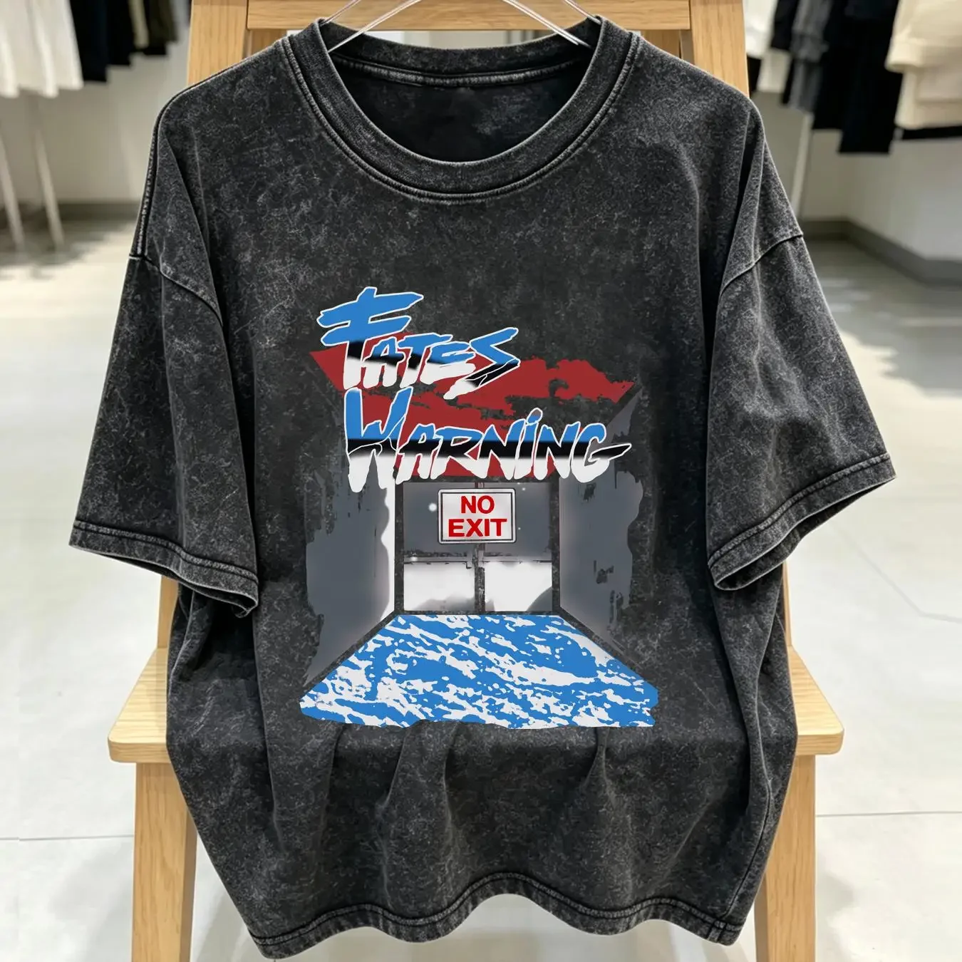 washed T Shirt Rare Vintage Fates Warning No Exit Tour 80s Progressive Rock Band Black long or short sleeves vintage Washed