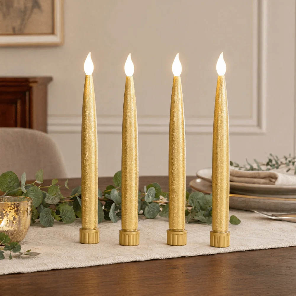 4Pcs Classic Taper LED Candle Light Warm Light Battery Operated LED Candle Lamp Long Flameless Electronic Candle Lamp Home Decor