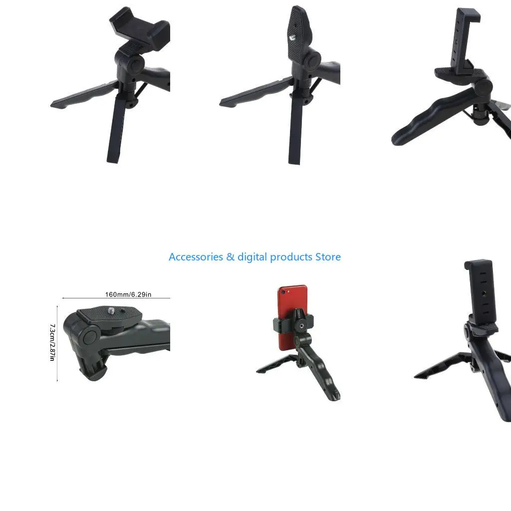 77JD Mini Phone Tripod Desktop Portable Tripod Stand with Smartphone Clamp for Cellphone Phone Tripod Phone Holder Tripod