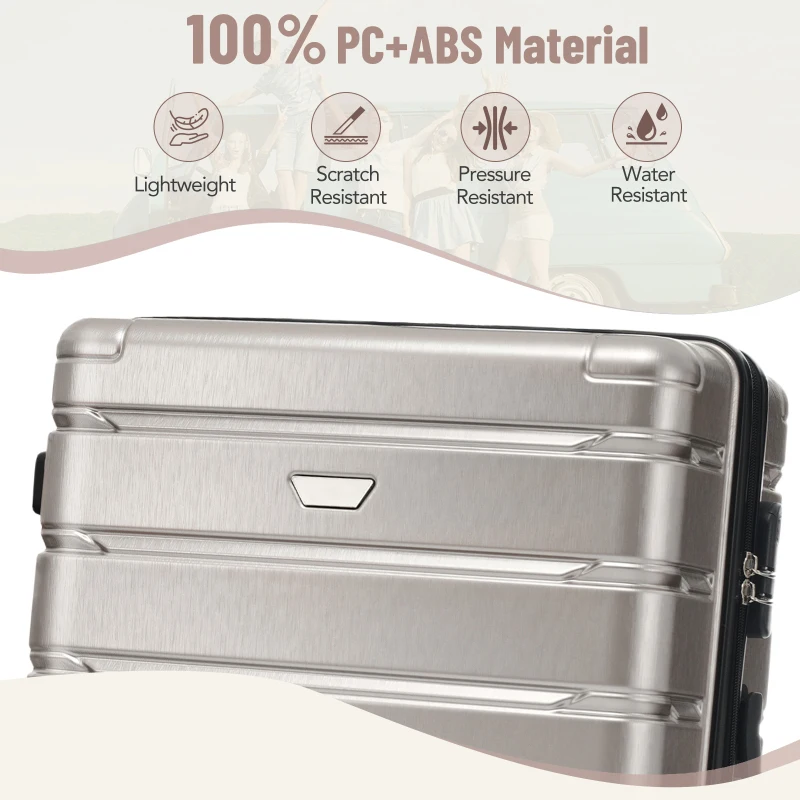 Set 3 Piece Durable ABS PC Travel Suitcase With Spinner Wheels For Men Women