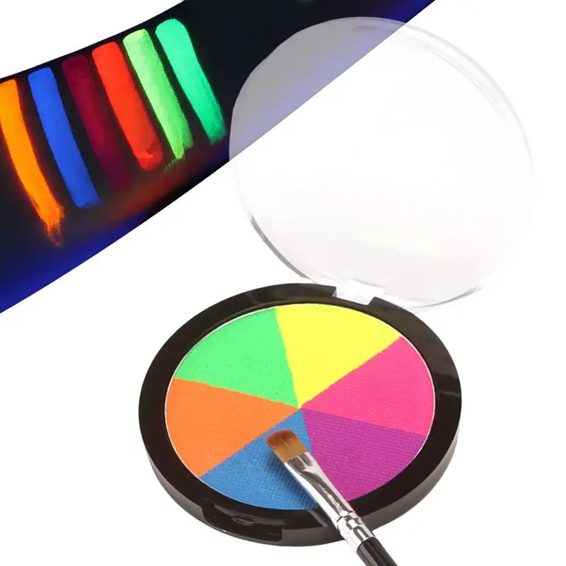 6Colors Face Body Painting Oil Cream Water Activated Eyeliners UV Light Painting Halloween Christmas Makeup Palette With Brush