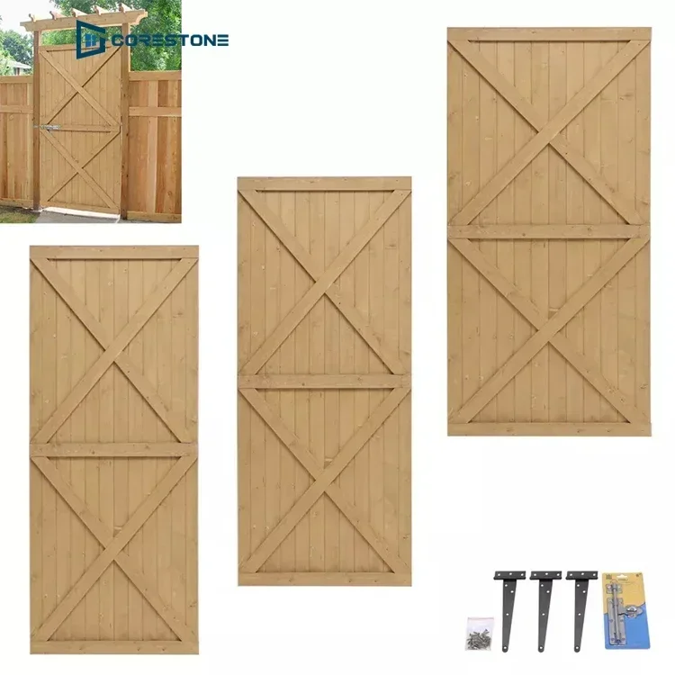 6FT Wooden Garden Gate Flat Top Pedestrian Solid Pine Door Gate Kit Pressure