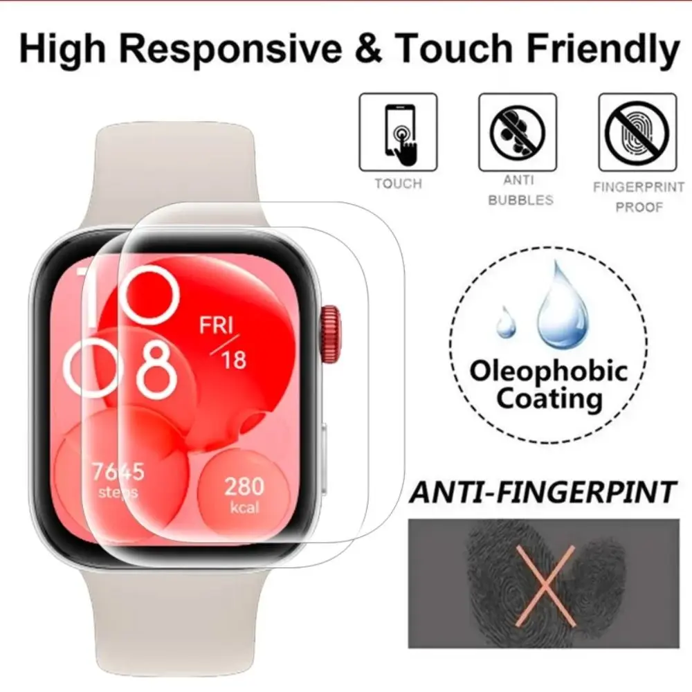 2Pcs TPU Protective Films Anti-Scratch Full Coverage Screen Protector Accessories Smart Watch for Huawei Watch Fit 3