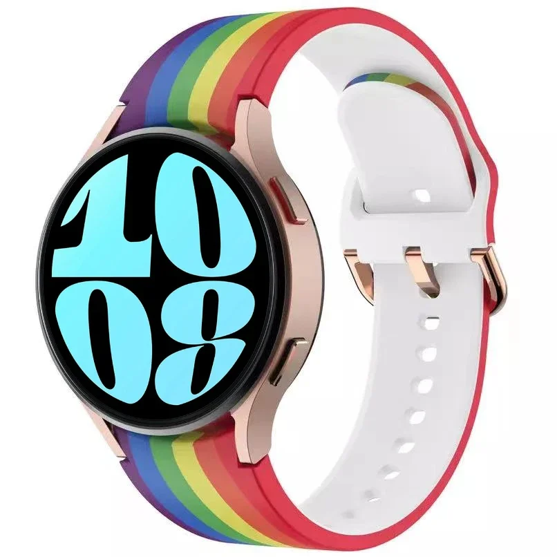 Silicone Strap For Samsung Galaxy 4/5/6/7 40mm 44mm 6/4 Classic 43mm 47mm Colorful pattern bracelet Band Watch 5 Pro 45mm Correa