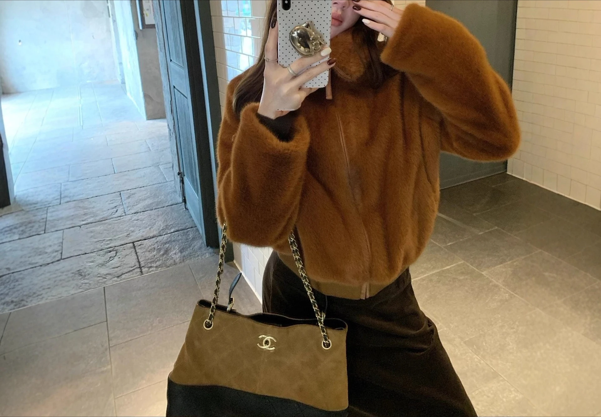 Eco-friendly Imitation Fur Laoqian Fur Slimming Coat for Women