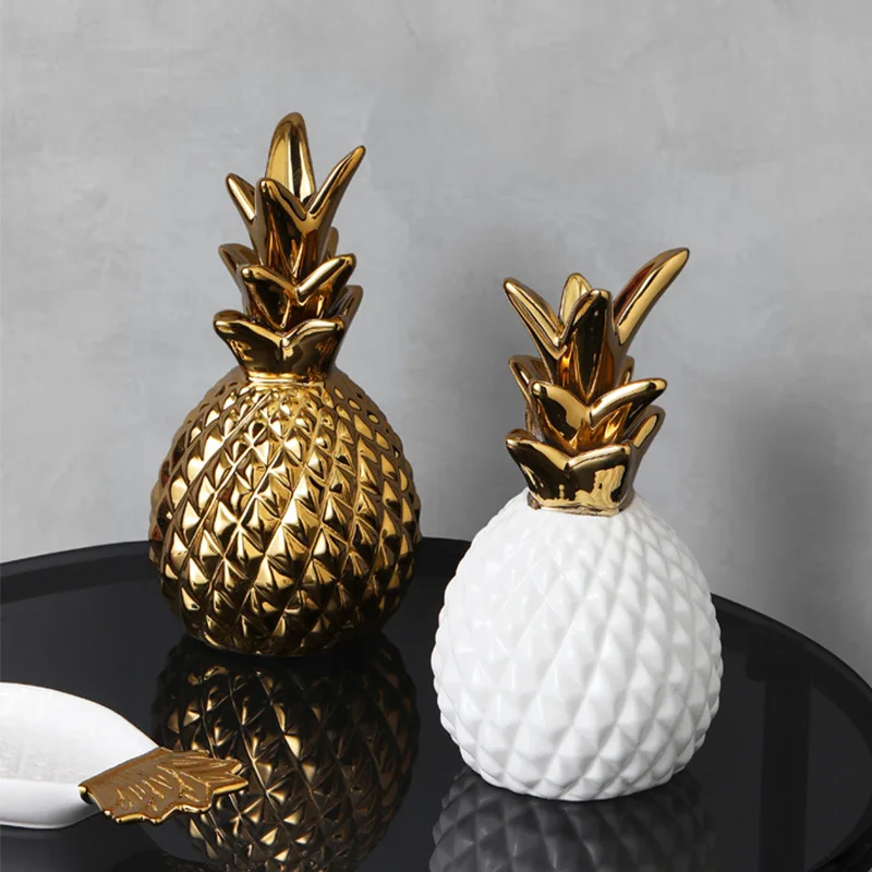 

Light luxury creative ceramic pineapple ornament modern simple Nordic living room TV cabinet desktop home soft decoration