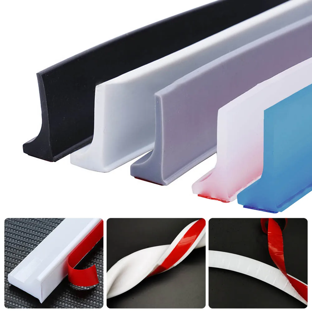 Silicone Shower Barrier Bathroom Water Stopper Water Barrier Retaining Strip Kitchen&Bathroom Dry/Wet Separation Sealing Strip