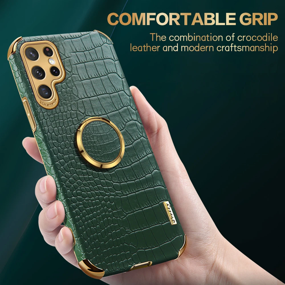 For Samsung  Galaxy S24 5G Crocodile Leather Plating Silicone Cover For Samsung  Galaxy S24 S23 S22 Plus Ultra Case