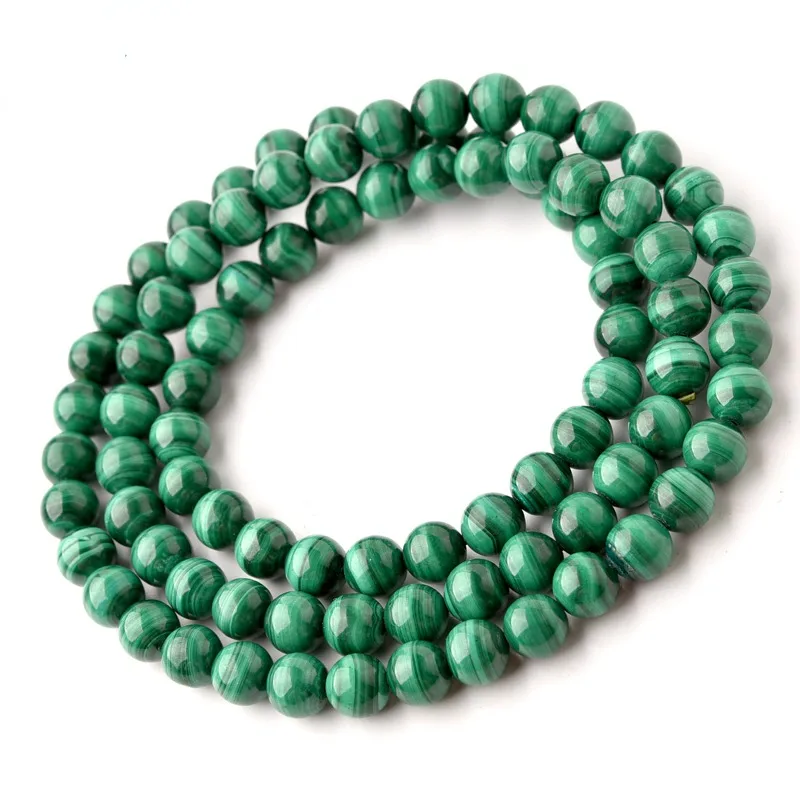 Collection Level Natural Malachite Multi Three Circle Bracelet Green Malachite Original Stone String Beads Handstring Women Gift