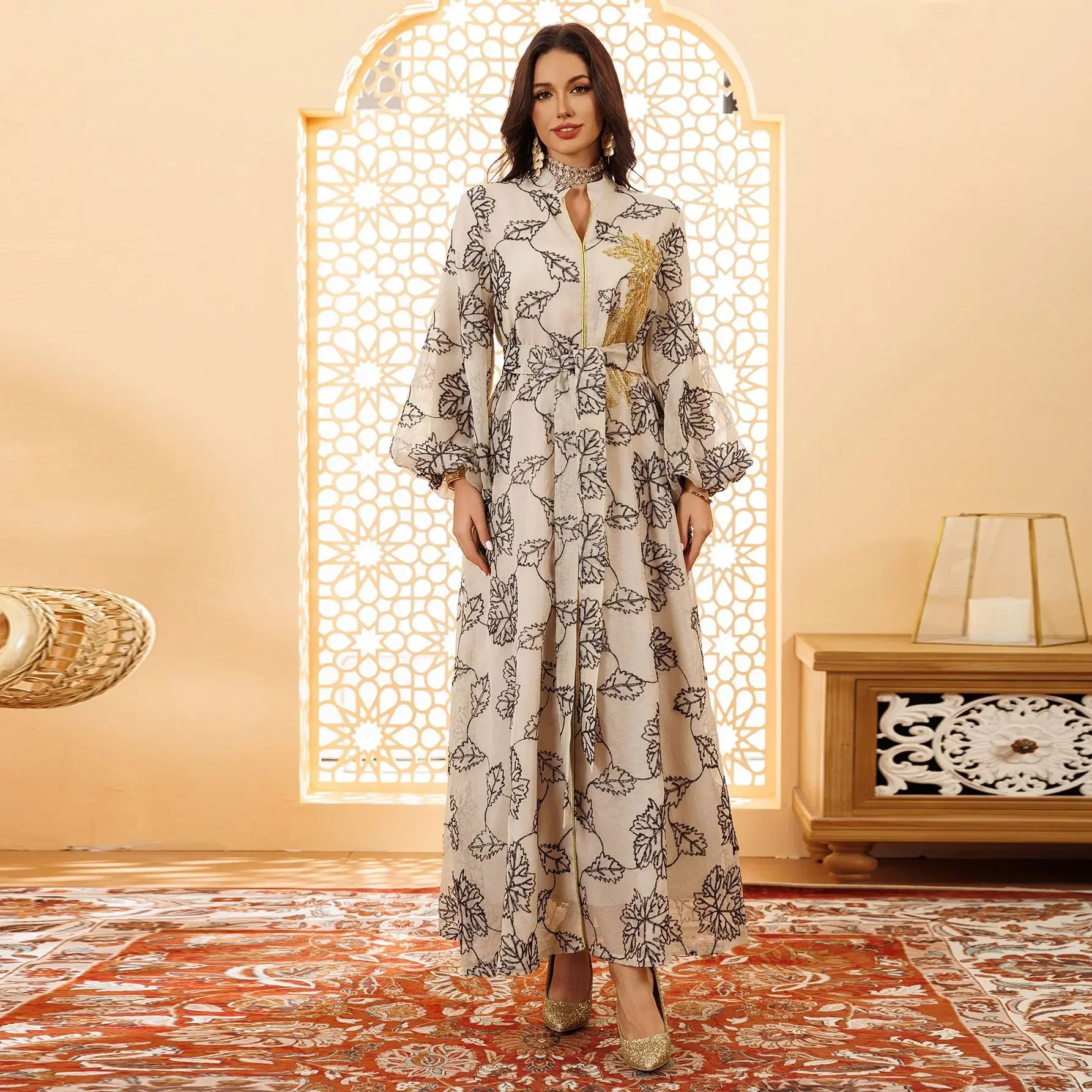 Morocco Abayas Kaftan Eid Muslim Women Party Dresses Dubai Arab Long Robe Jalabiya Sequins Sashes Ramadan Islam Saudi Vestidos