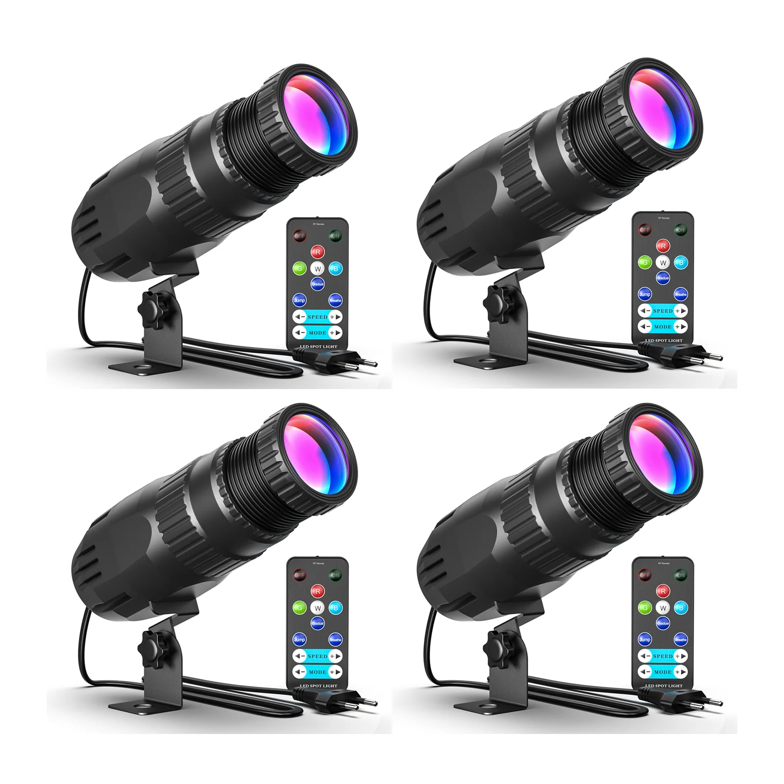 Yiflamefly 1/2/4 Stück Mini 20W Pinspot Bühnenbeleuchtung RGBW LED-Scheinwerfer mit Manueller Fokussierung Partybeleuchtung für DJ Disco Bar KTV Nachtclub