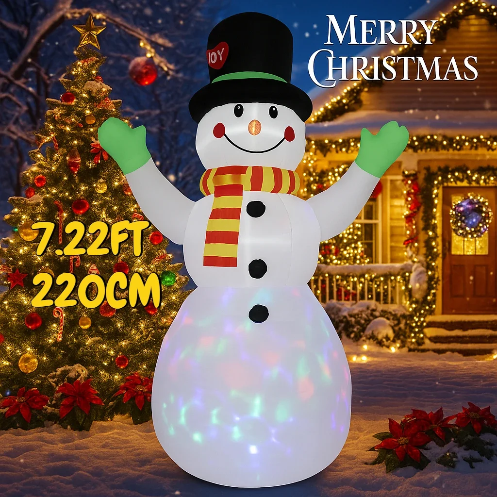 7.22FT Illuminated Inflatable Toy Snowman Xmas Decorations for Yard with LED Lights Christmas Supplies Outdoor Decor Home Gifts