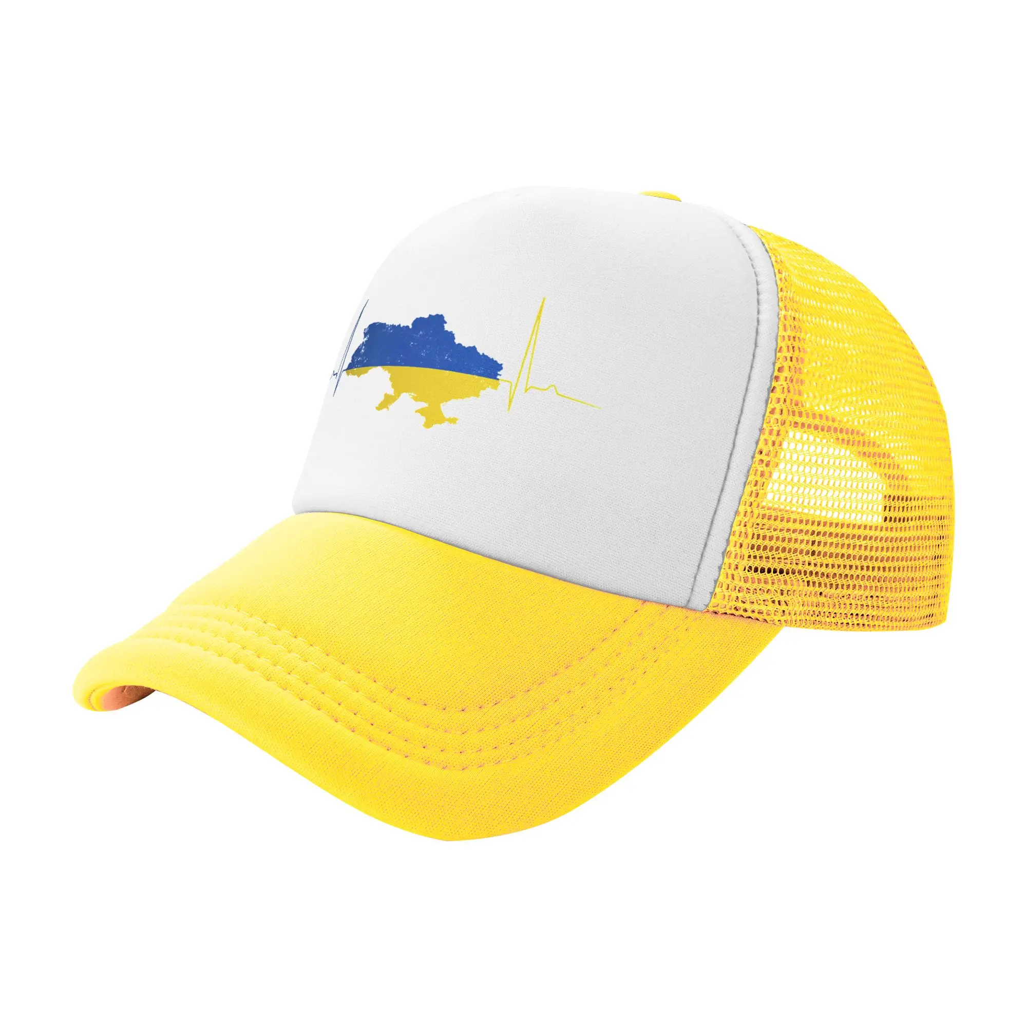 Ukraine Heart Ukrainian Heartbeat Mesh Baseball Cap Unisex Outdoor Trucker Hat  Hat Adjustable Summer Trucker Hats