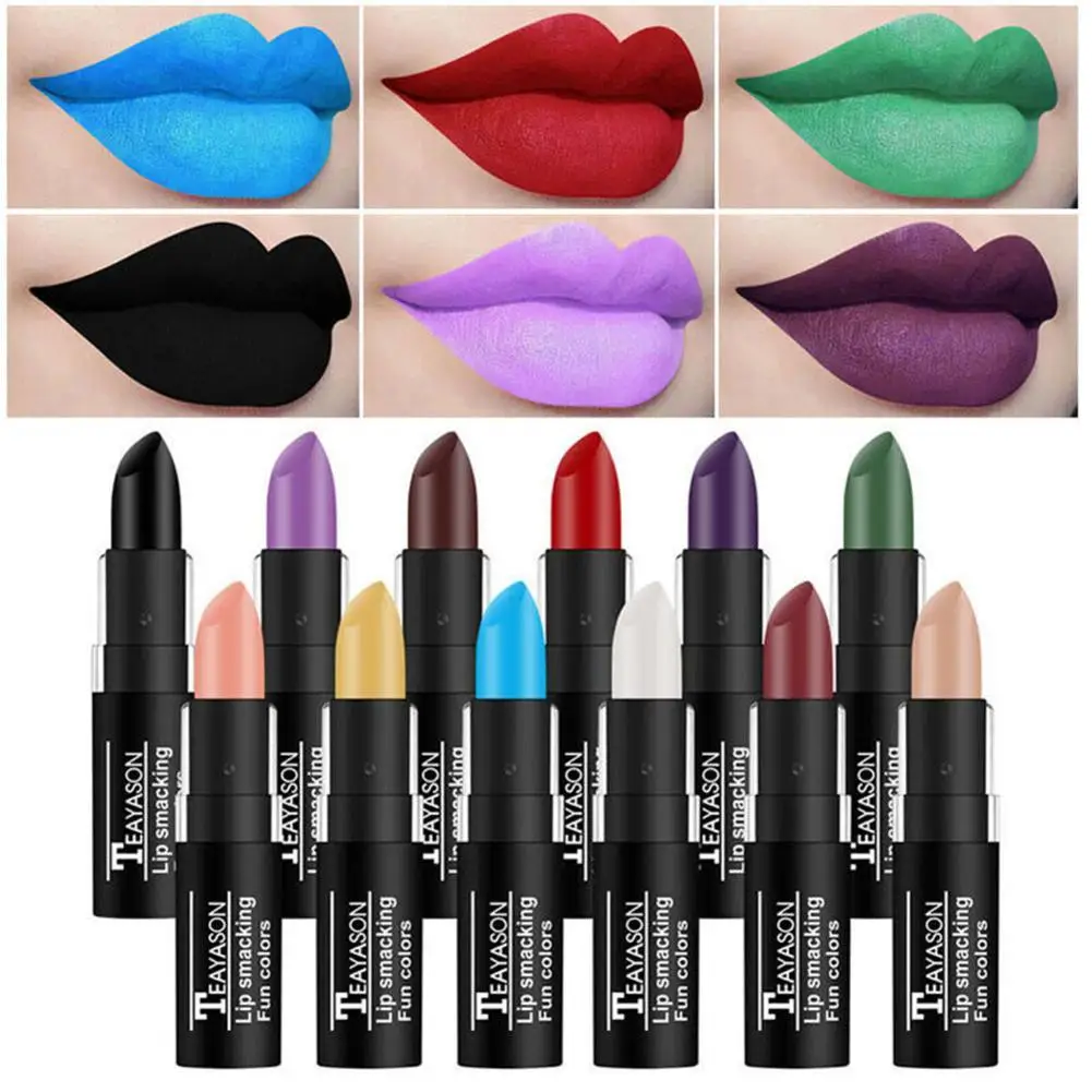Lápiz labial de arcilla desnuda mate, 11 colores, resistente al agua, maquillaje de vampiro de larga duración, brillo de labios negro Punk, barra de pintura oscura, lápiz labial rojo