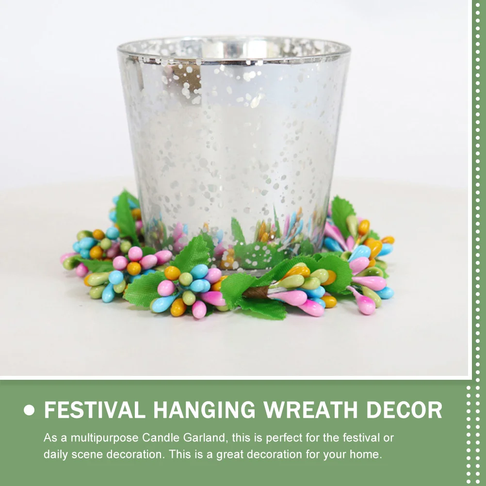 

4Pcs Easter Wreath Rings Garland Colored Berry Ring Dining Table Centerpiece Holiday Decoration Easter Wreath