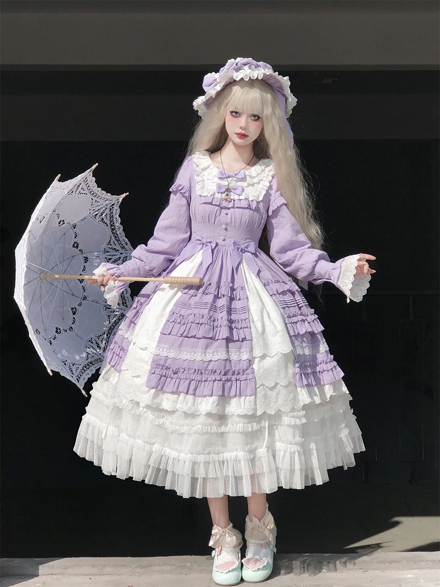 Lolita elegante saias estendidas não saia suporta emenda de renda cintura elástica babados redução de idade saias longas versáteis