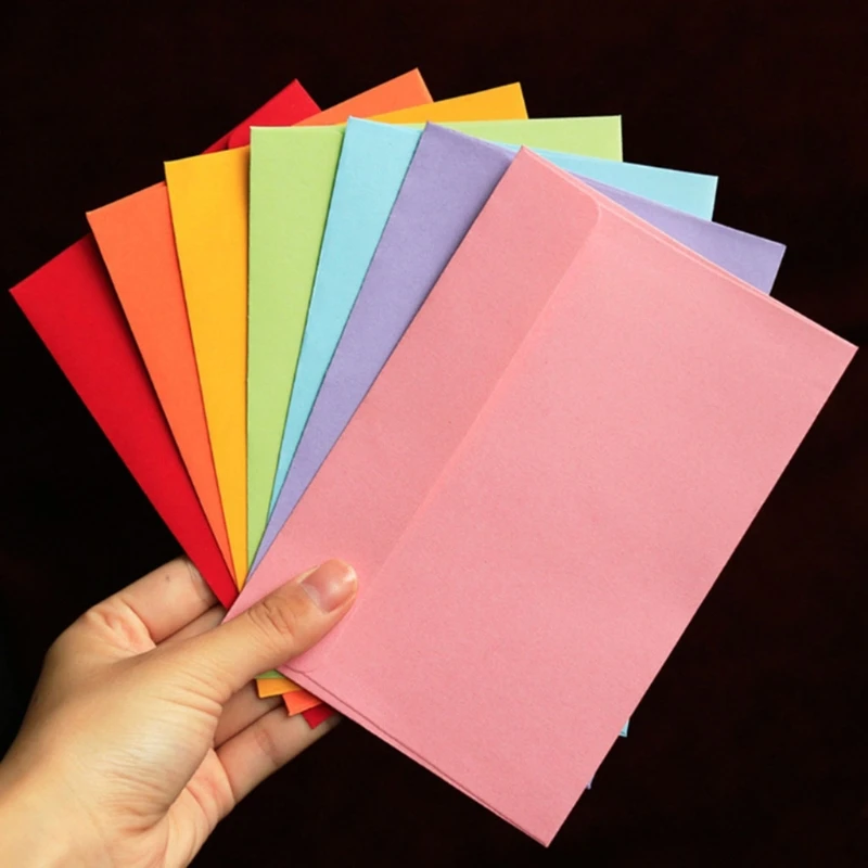 Pack of 10 Colorful Vintage Envelopes Retro Kraft Paper Envelope 6\'\' 4\'\' for A6 Papers 6\'\' Photos Wedding Baby Shower