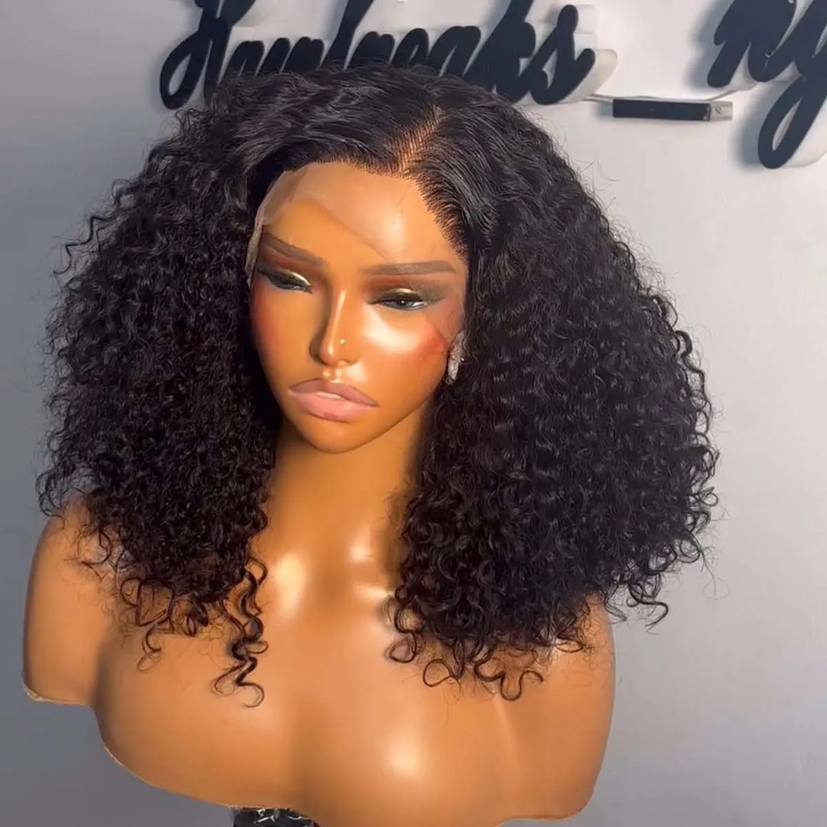 

200% Short Bob Wigs Water Curly 13x4 Lace Front Wigs Human Hair Deep Wave Brazilian Hair 4x4 Lace Closure Wigs For Women 16inch