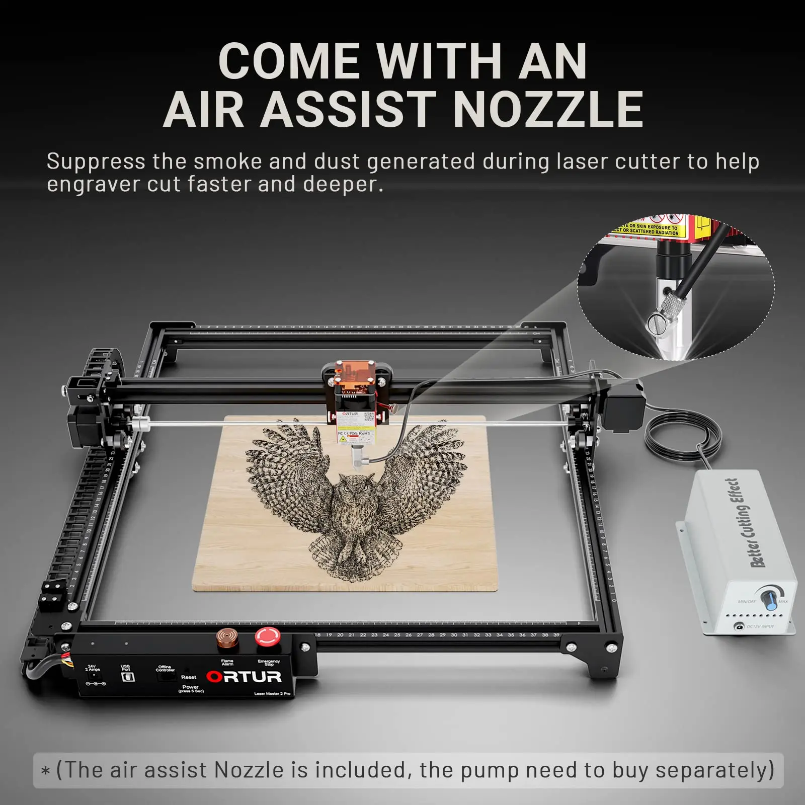 ORTUR 24V Laser Engraver 2 Pro-S2-LF Engraving Machine 5500mW Output Power Laser Cutter for Metal and Wood 400*400mm