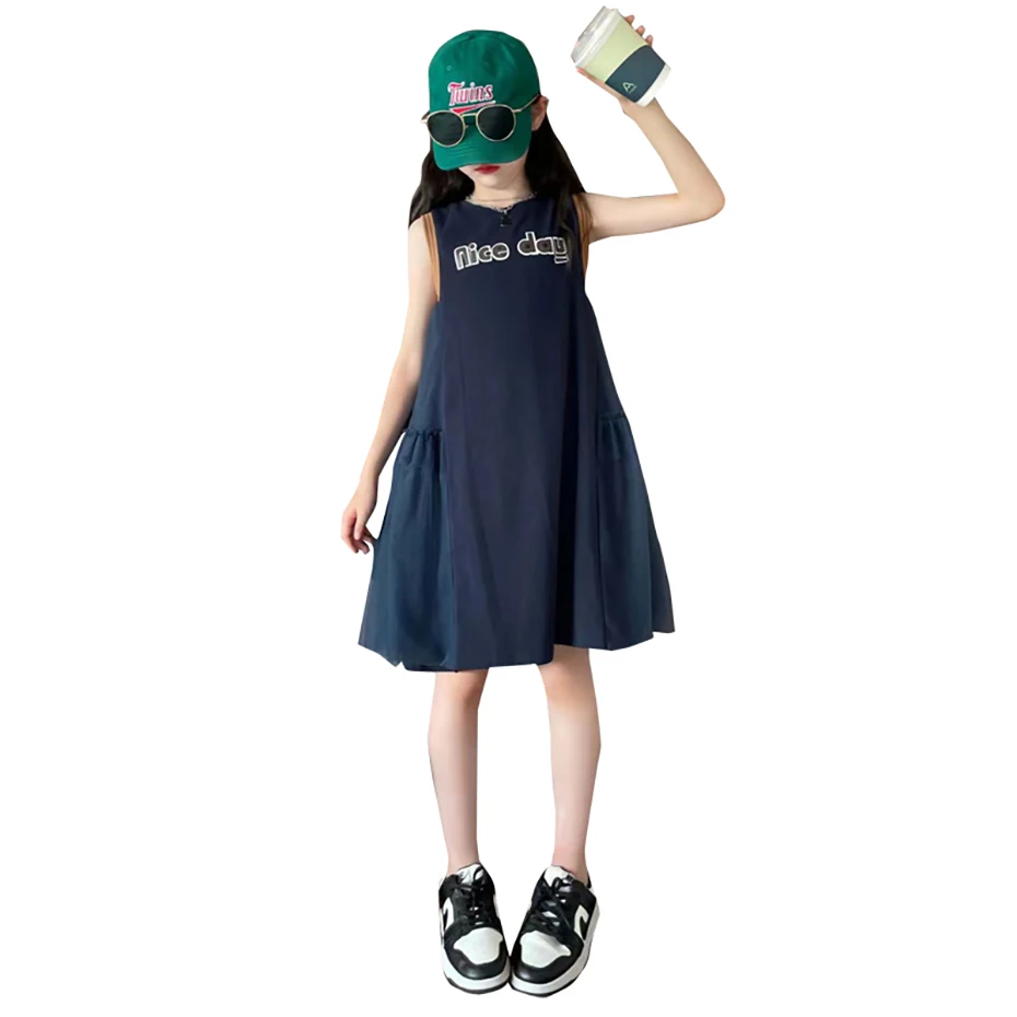 Kids Dresses For Girls Letter Pattern Girl Child Dress Summer Kids Dresses Casual Style Girls Costumes 6 8 10 12 14