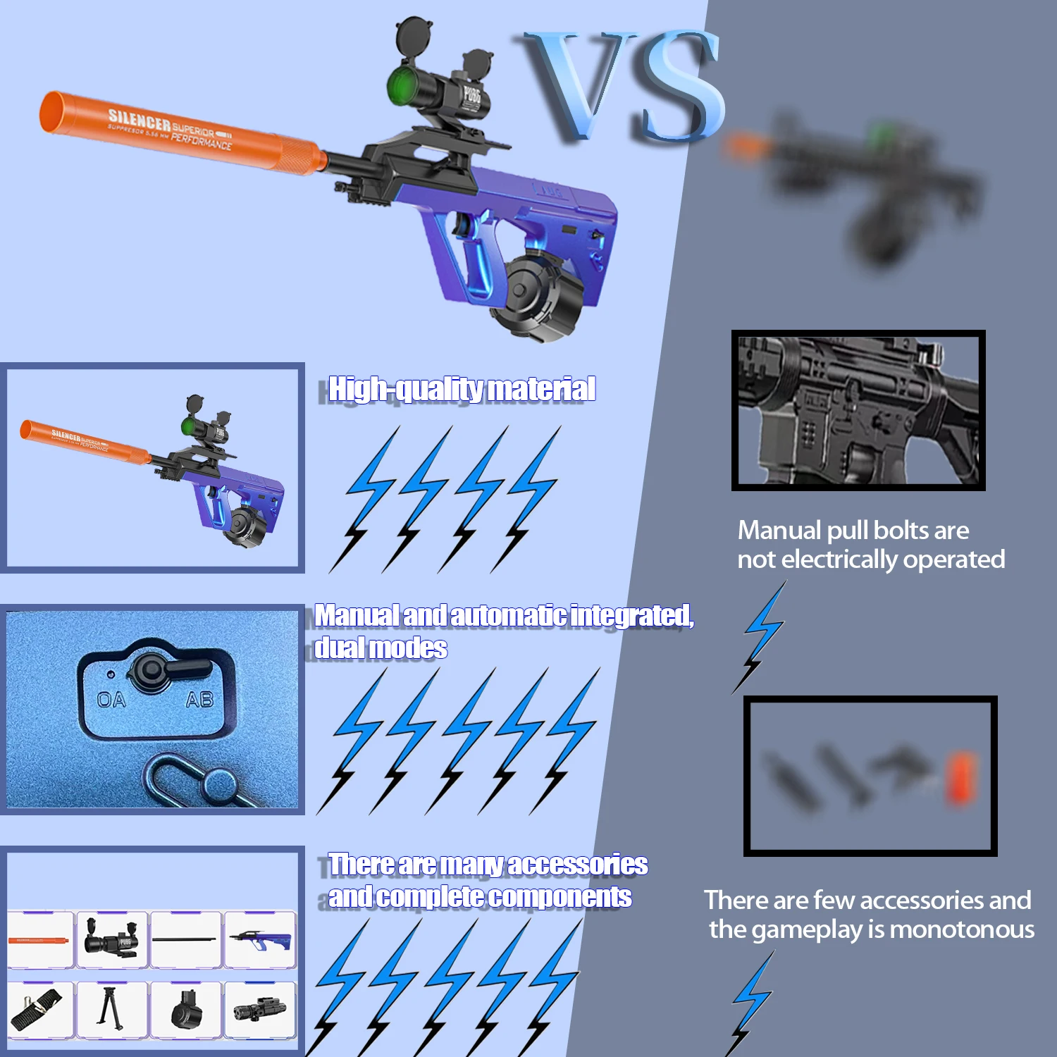 Blaster de bola de jato de gel tático - modo duplo (automático/manual) para diversão ao ar livre - presente perfeito para o Natal e o Halloween