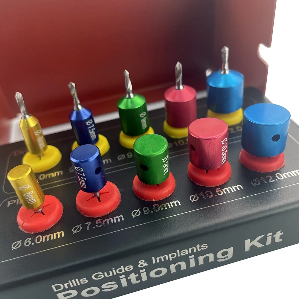 

Dental Implant Guide Drill Positioning Kit with Titanium Guided Surgery Pins and Sterilization Holder 10Pcs Tools