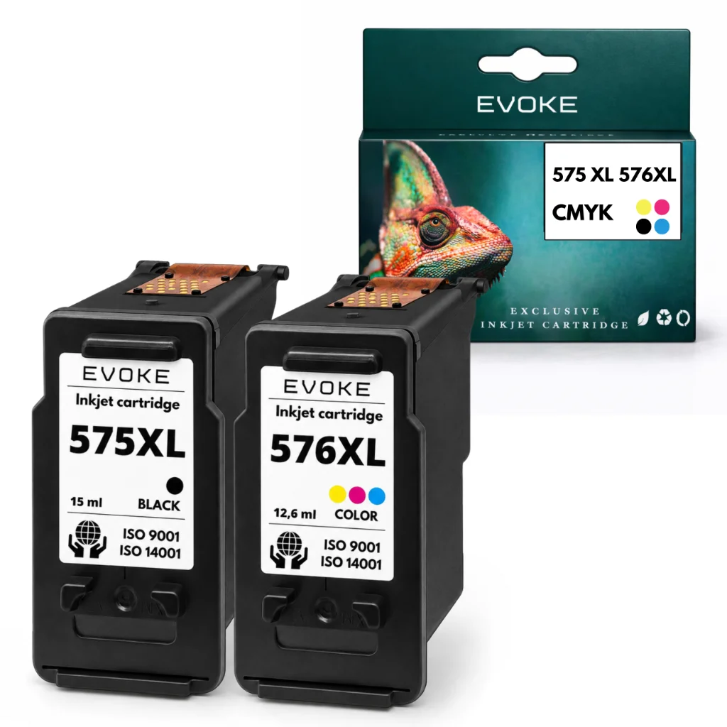 Evoke Compatibele Inkt voor Canon Pg-575Xl Cl-576Xl Pg575 Cl576 5437C001 5441C001 2X: Zwart+Driekleurig Cmy Cyaan Magenta Geel 17,6 ml 700 Pagina's Pixma Tr4750I Tr4751I Ts3550I Ts3551I