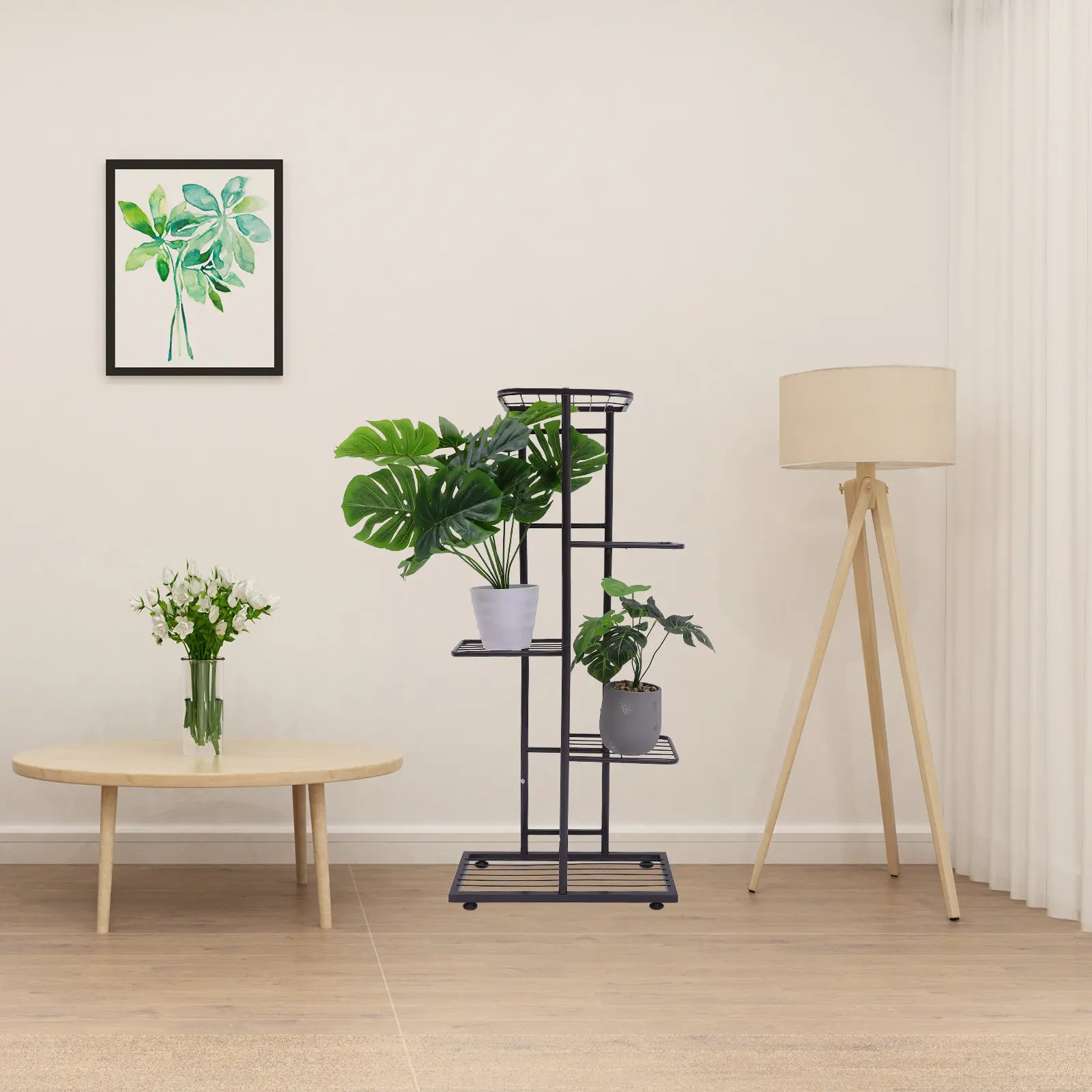 1-個鉄多層植木鉢スタンドバルコニー用屋内植物ディスプレイラック床盆栽ホルダー自然節約
